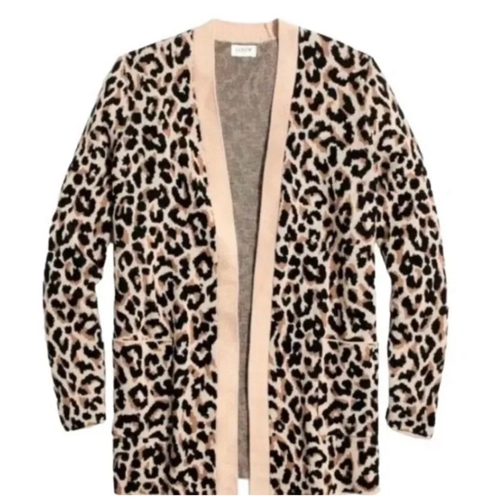 J. Crew Women’s Leopard Print Open Front Cardigan Size M